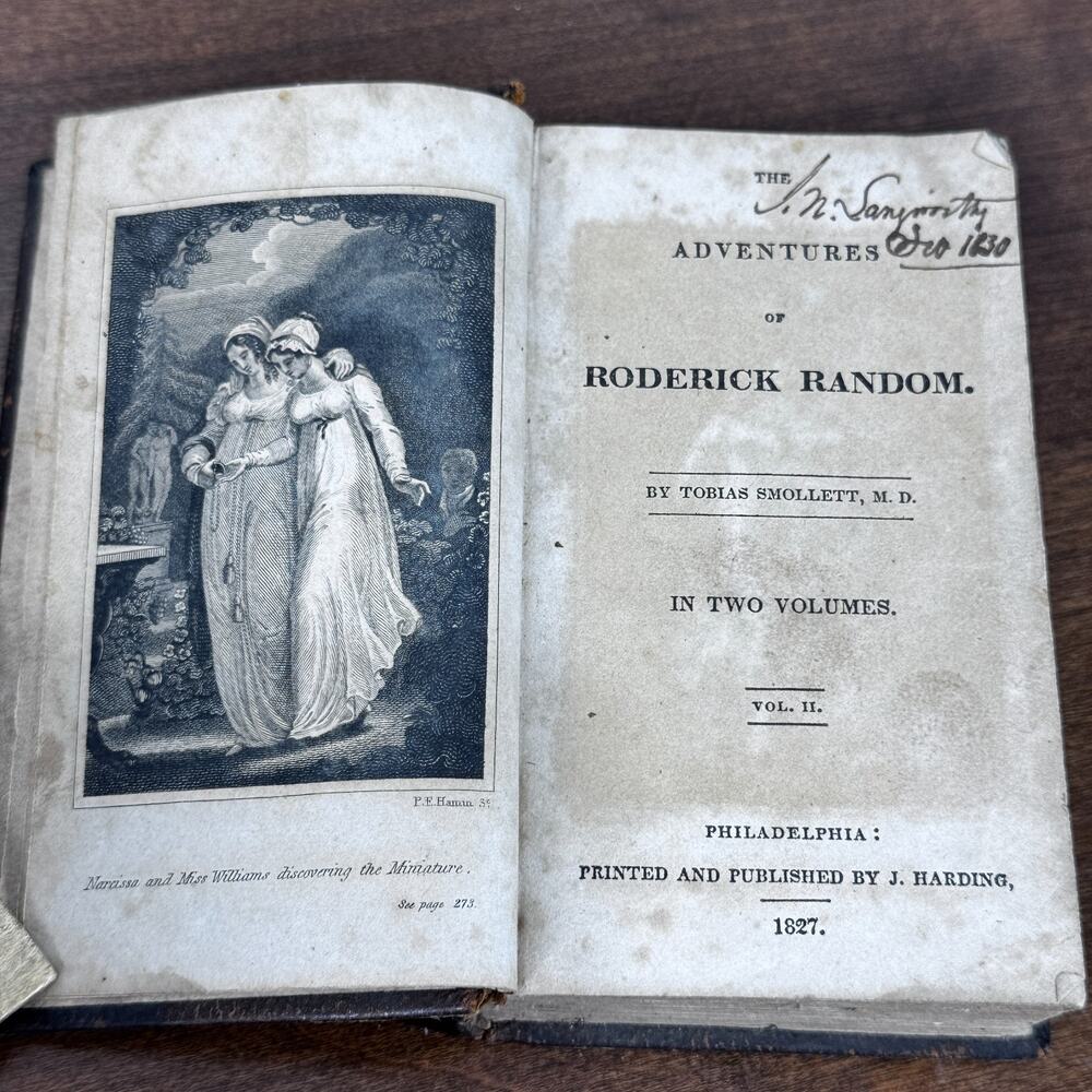 Antique 1827 Roderick Random Tobias Smollett Vol II J Harding Philadelphia - Picture 4 of 9